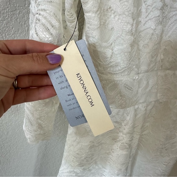 Kiyonna Mademoiselle White A-Line Plunge Lace Cocktail Dress - Picture 6 of 8